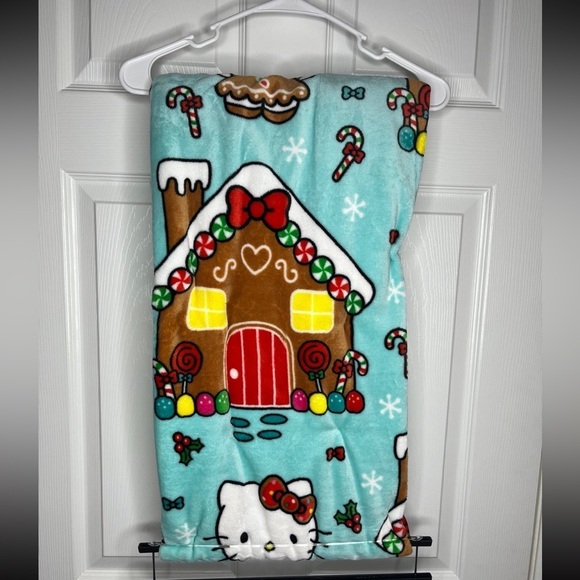 HELLO KITTY CHRISTMAS GINGERBREAD PLUSH THROW, NWT - Picture 1 of 8